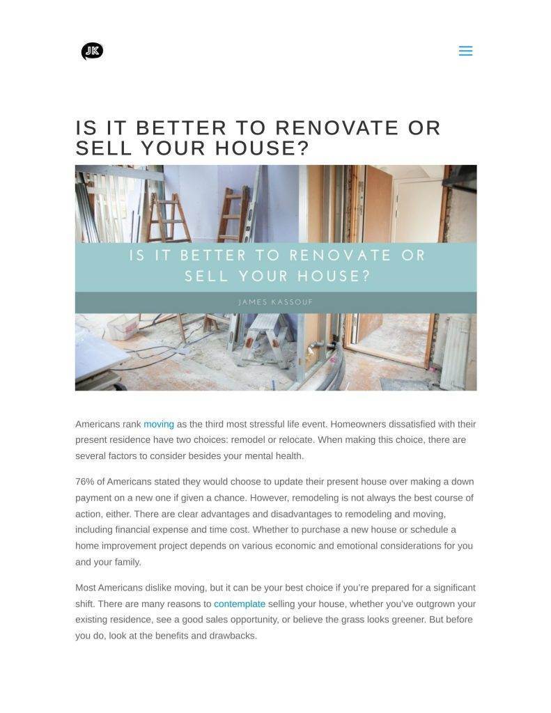 Is It Better To Renovate Or Sell?